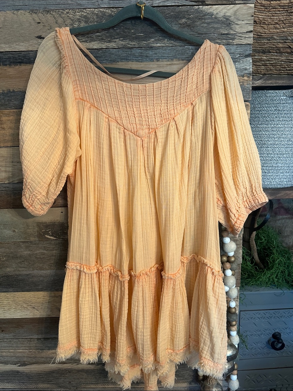 Free people Peach Gauze Boho Tiered Tunic Dress we the free